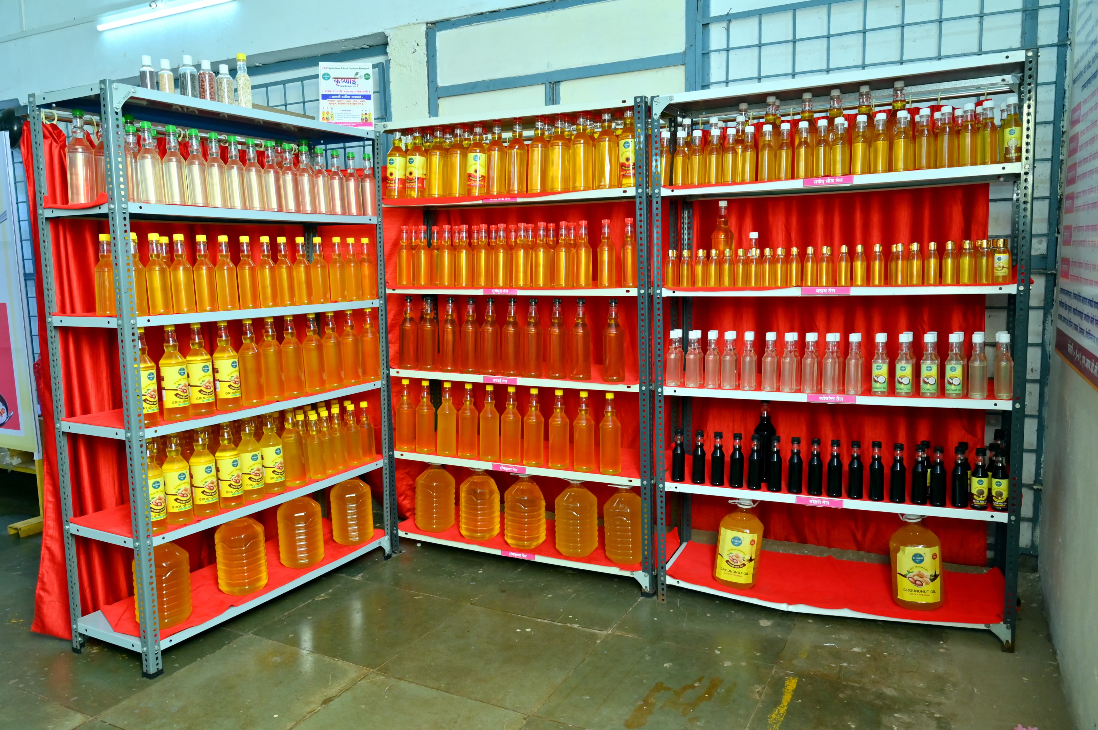 High-quality wood pressed oils in glass bottles